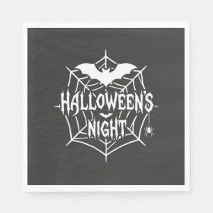 Halloween Night Bat Spider Web Vector Design_1 Napkin