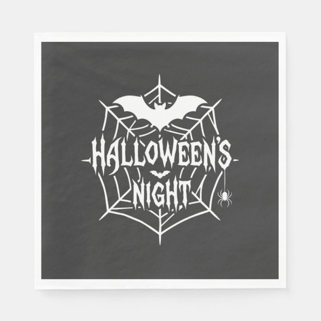 Halloween Night Bat Spider Web Vector Design_1 Napkin (Front)