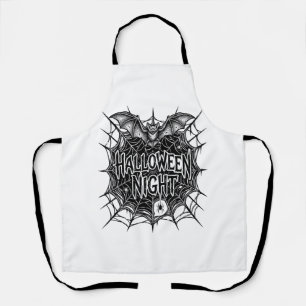 Halloween Night Bat Spiderweb Vintage Shirt Design Apron