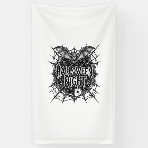 Halloween Night Bat Spiderweb Vintage Shirt Design Banner