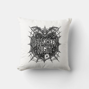 Halloween Night Bat Spiderweb Vintage Shirt Design Cushion