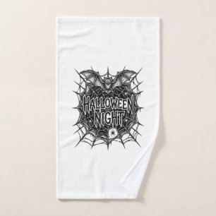 Halloween Night Bat Spiderweb Vintage Shirt Design Hand Towel