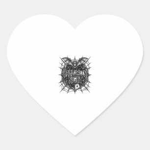 Halloween Night Bat Spiderweb Vintage Shirt Design Heart Sticker