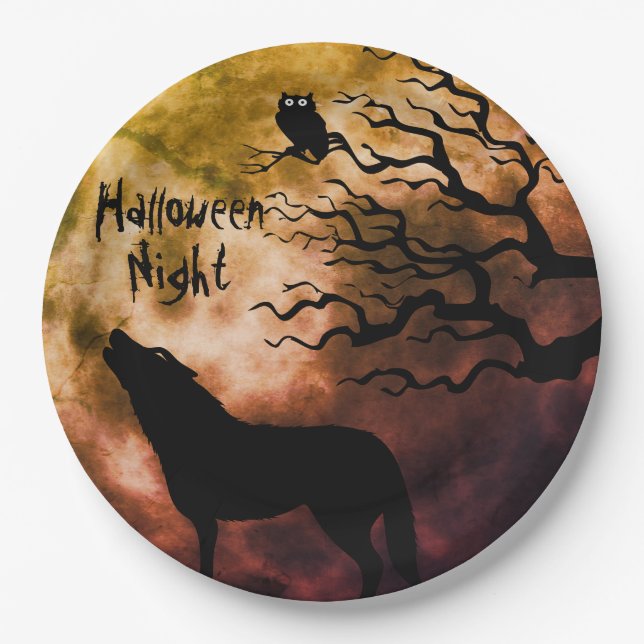 Halloween Night Fullmoon 3 Paper Plate (Front)