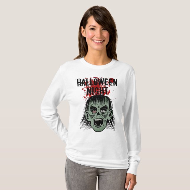 Halloween Night Ghoul  Long Sleeve T-Shirt (Front Full)