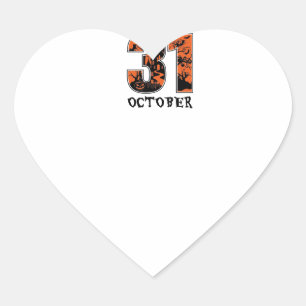 Halloween Night October Haunted House Witch Pumpki Heart Sticker