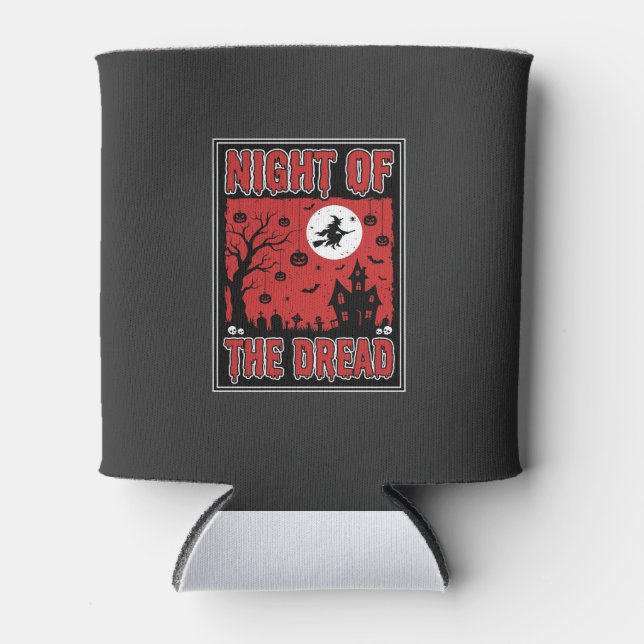 Halloween Night of the Dread Haunted House Can Cooler (Front)