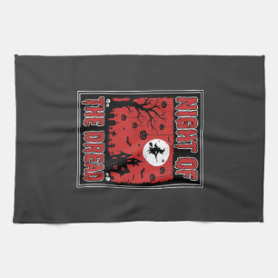 Halloween Night of the Dread Haunted House Tea Towel
