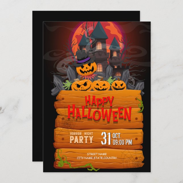 Halloween Night Party Invitation (Front/Back)
