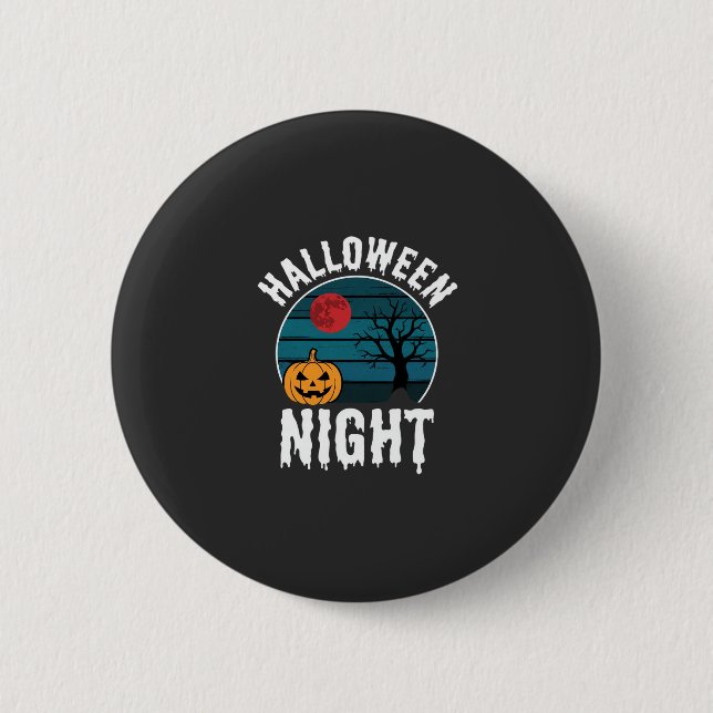 Halloween Night Pumpkin Tree Vector 6 Cm Round Badge (Front)