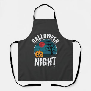 Halloween Night Pumpkin Tree Vector Apron