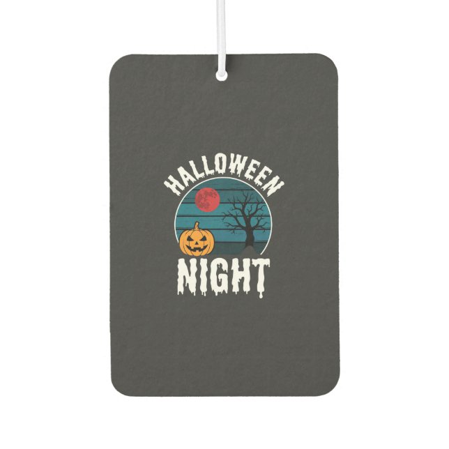 Halloween Night Pumpkin Tree Vector Car Air Freshener (Front)