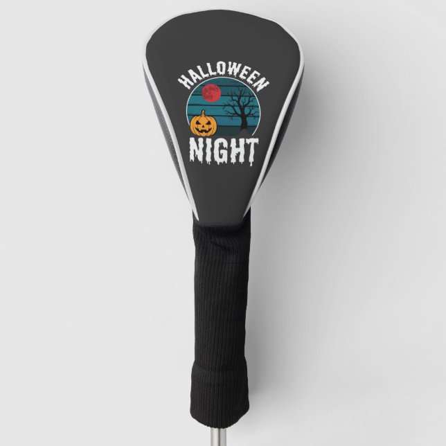 Halloween Night Pumpkin Tree Vector Golf Head Cover (Front)