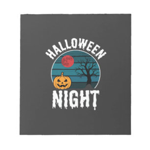 Halloween Night Pumpkin Tree Vector Notepad
