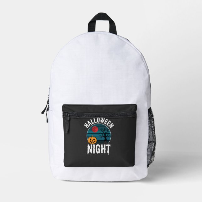 Halloween Night Pumpkin Tree Vector Printed Backpack (Front)