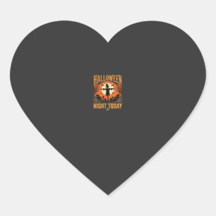 Halloween Night Scarecrow Graveyard Vintage Vector Heart Sticker