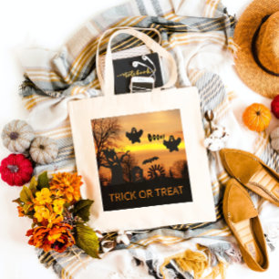 Halloween Night Scary Ghosts and Bats Tote Bag