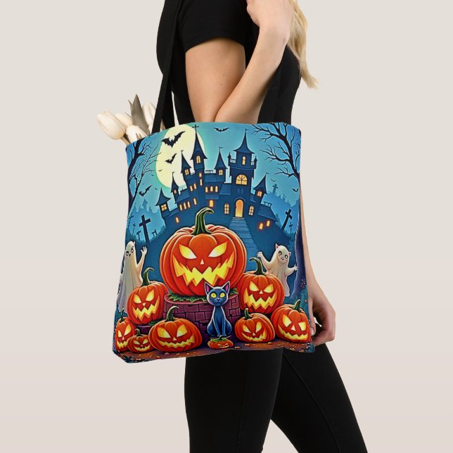 Halloween Night: Spooky Fun Art Tote Bag (Close Up)