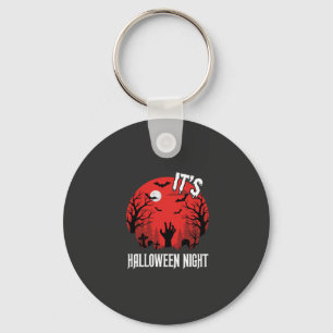 Halloween Night Spooky Graveyard Vector Key Ring