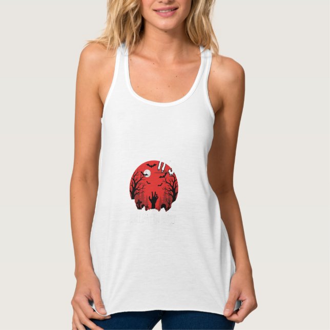 Halloween Night Spooky Graveyard Vector Singlet (Front)