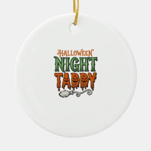 Halloween Night Taddy Vintage Witch Broom Shirt De Ceramic Tree Decoration