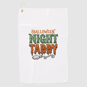 Halloween Night Taddy Vintage Witch Broom Shirt De Golf Towel