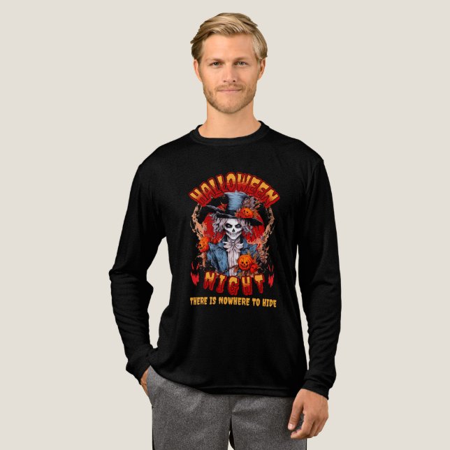 Halloween Night There Is Nowhere To Hide Tri-Blend Shirt (Full Front)