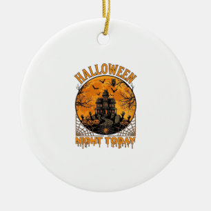 Halloween Night Today Haunted Mansion Pumpkins Owl Ceramic Tree Decoration