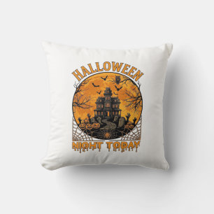 Halloween Night Today Haunted Mansion Pumpkins Owl Cushion