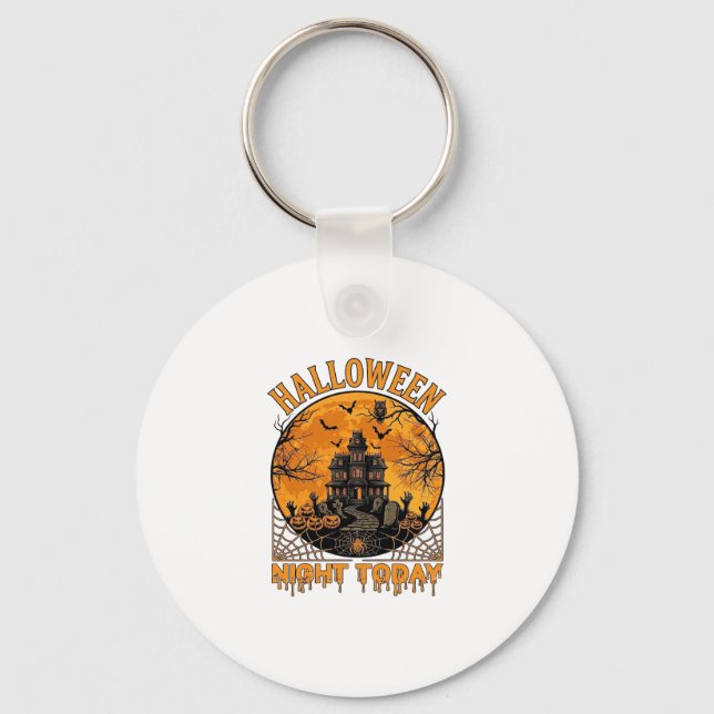 Halloween Night Today Haunted Mansion Pumpkins Owl Key Ring (Front)