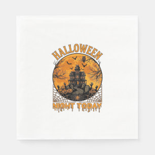 Halloween Night Today Haunted Mansion Pumpkins Owl Napkin