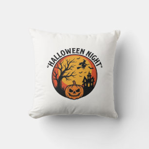 Halloween Night Vintage Engraving Spooky Scene T-S Cushion