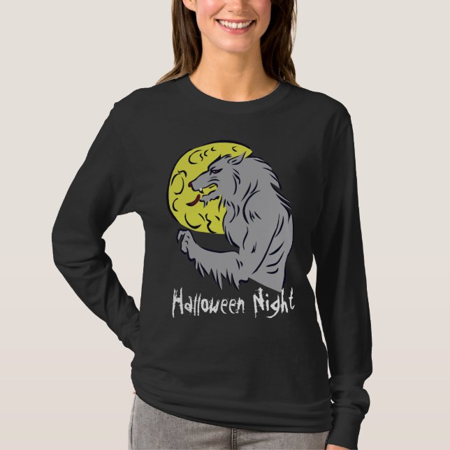 Halloween Night Werewolf Long Sleeve T-Shirt (Front)