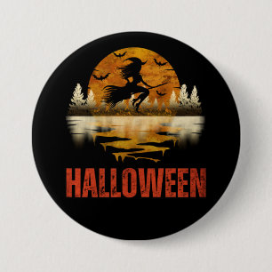 HALLOWEEN NIGHT WITCH 7.5 CM ROUND BADGE