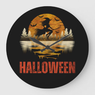 HALLOWEEN NIGHT WITCH LARGE CLOCK