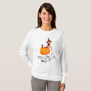 Halloween Night Witch Pumpkin Long Sleeve T-Shirt