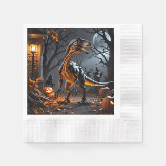 Halloween Night With A Velociraptor Napkin