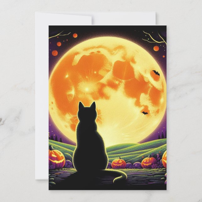 Halloween Night with Black Cat and Jack-O'-Lantern (Front)