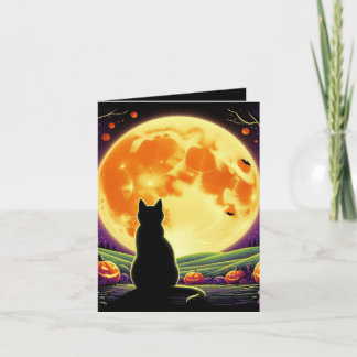 Halloween Night with Black Cat and Jack-O'-Lantern Invitation