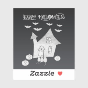 Halloween night with Haunted House, Bats, Pumpkins