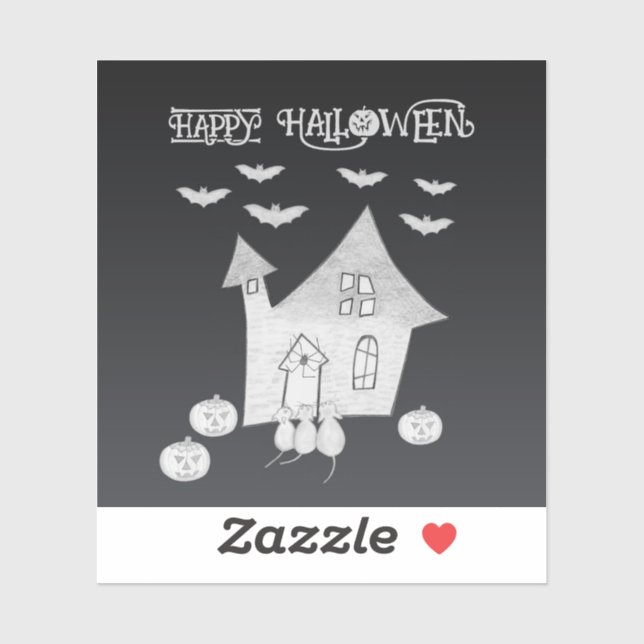 Halloween night with Haunted House, Bats, Pumpkins (Sheet)