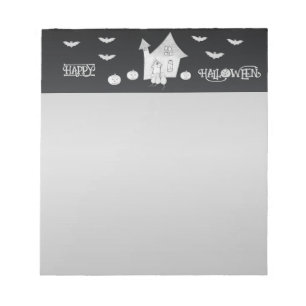 Halloween night with Haunted House, Bats, Pumpkins Notepad