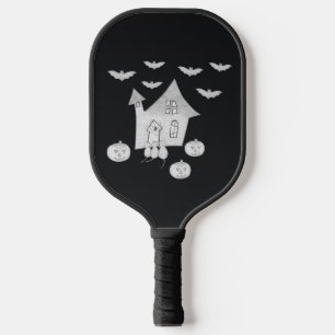 Halloween night with Haunted House, Bats, Pumpkins Pickleball Paddle