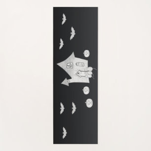 Halloween night with Haunted House, Bats, Pumpkins Yoga Mat