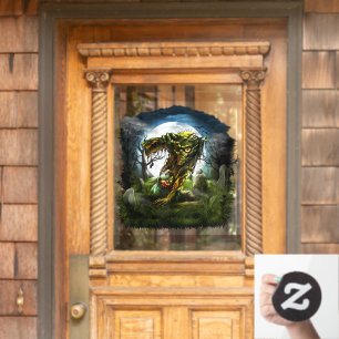 Halloween Night Zombie Rising Full Moon Graveyard