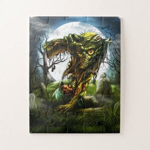 Halloween Night Zombie Rising Full Moon Graveyard Jigsaw Puzzle