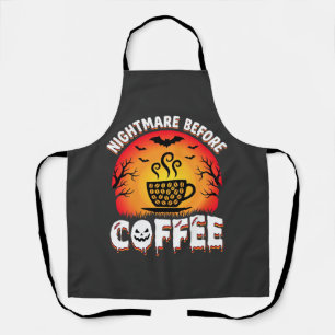 Halloween Nightmare Before Coffee Bat Sunset Graph Apron