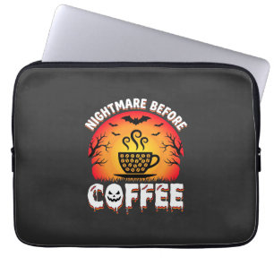 Halloween Nightmare Before Coffee Bat Sunset Graph Laptop Sleeve