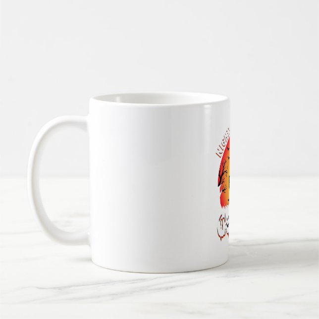 Halloween Nightmare Before Coffee Bat Sunset Graph Mug (Left)