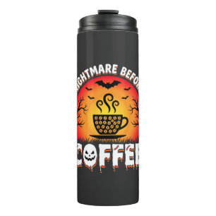 Halloween Nightmare Before Coffee Bat Sunset Graph Thermal Tumbler